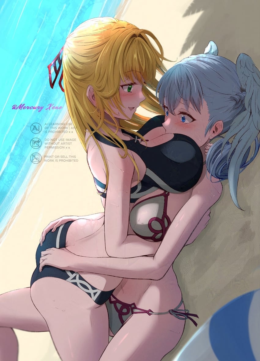 melia antiqua and fiora (xenoblade chronicles and 1 more) drawn by mercury_xeno