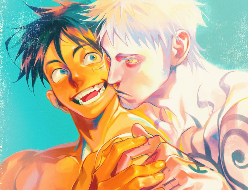 monkey d. luffy and trafalgar law (one piece) drawn by kithwith_(kith_0121)