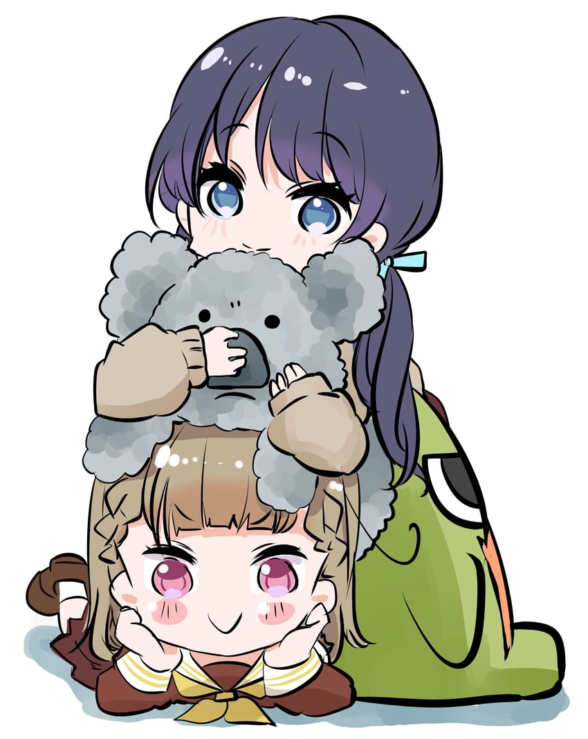 murano sayaka, kachimachi kosuzu, and koala maneo (love live! and 1 more) drawn by tagawa_maru