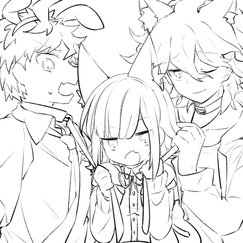 nanami chiaki, komaeda nagito, and hinata hajime (danganronpa and 1 more) drawn by midou_(grk12138)