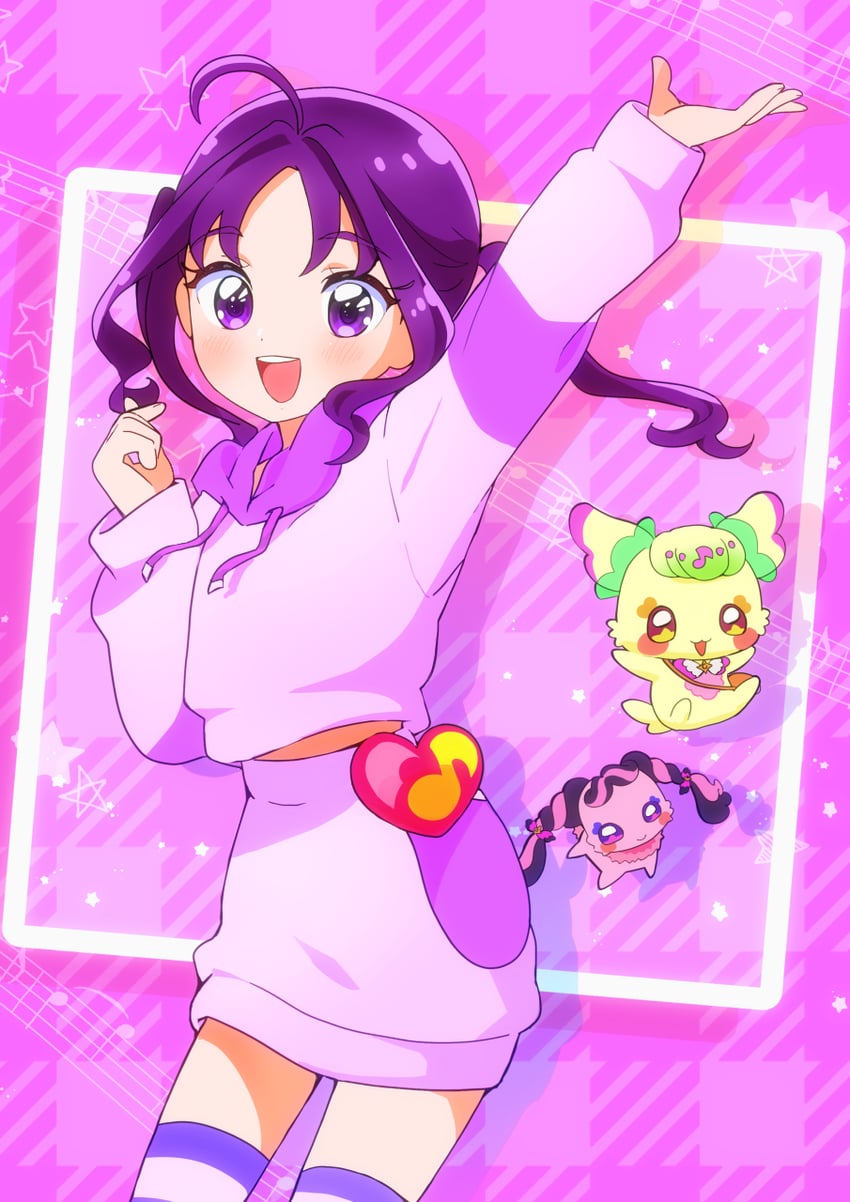 shigure kokoro, purirun, and meroron (precure and 1 more) drawn by kyanos_(b_0000ff)