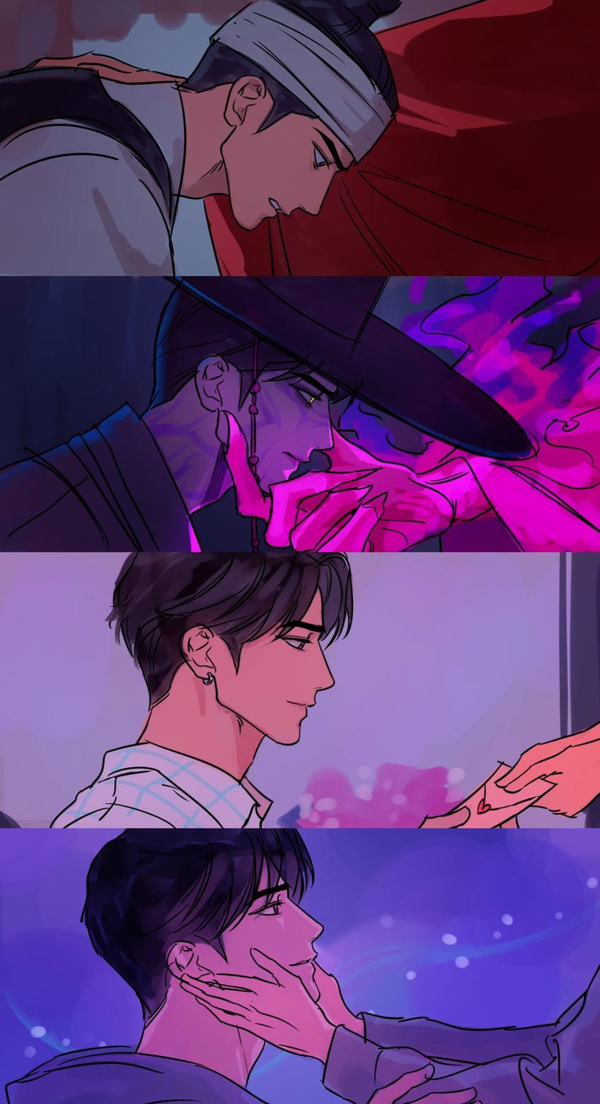 rumi, jinu, and gwima (kpop demon hunters) drawn by byqkylrnllljmoy