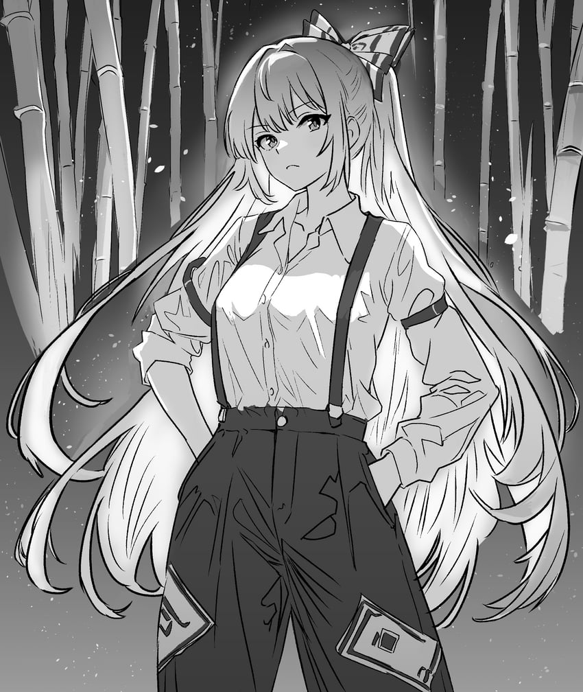 fujiwara no mokou (touhou) drawn by metsu_end