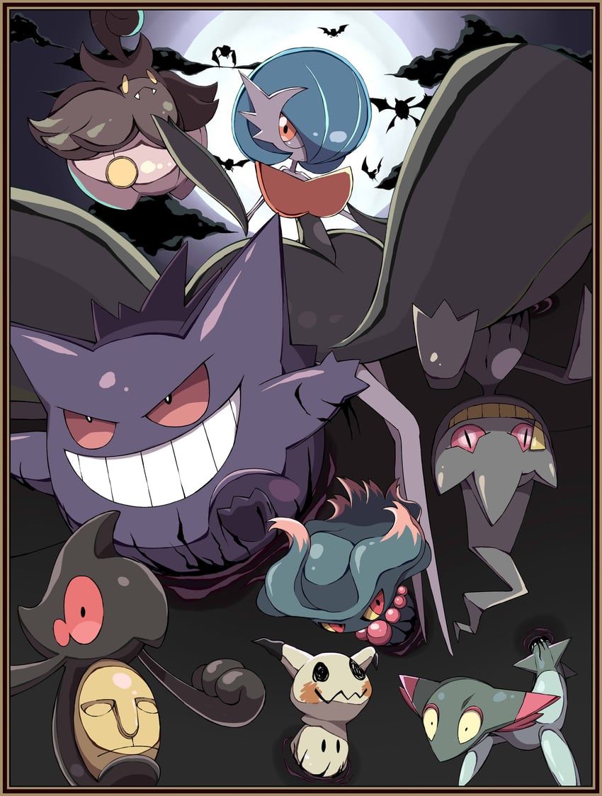 gardevoir, gengar, mega gardevoir, mimikyu, banette, and 7 more (pokemon) drawn by shabana_may