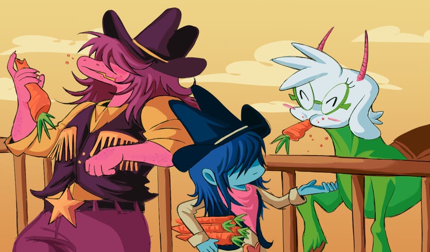 kris, ralsei, susie, and ralsei rancher (deltarune) drawn by winewoo