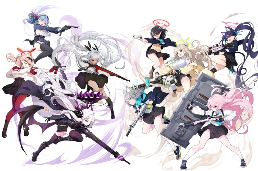 hina, shiroko, hoshino, ako, nonomi, and 4 more (blue archive) drawn by koflif