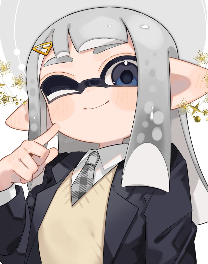 inkling player character and inkling girl (splatoon) drawn by sabata_saba