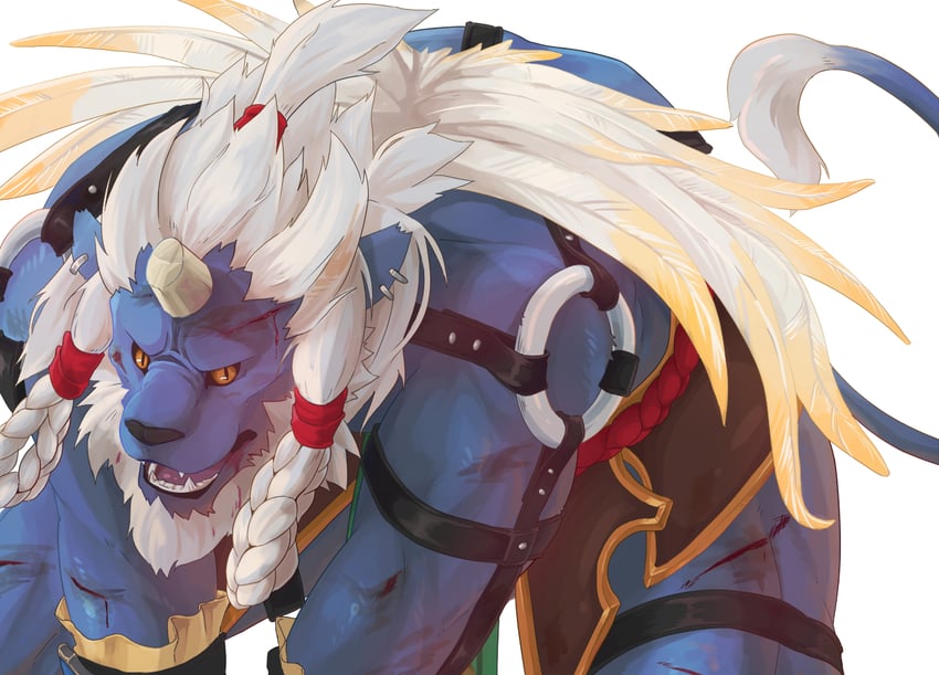 kimahri ronso (final fantasy and 1 more) drawn by kukku_(artist)