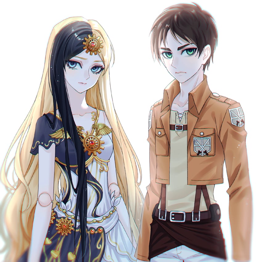 eren yeager and bai guangying (shingeki no kyojin and 1 more) drawn by kumu_zaisheng