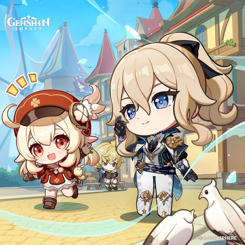 klee, jean, dodoco, rosaria, and mika (genshin impact)