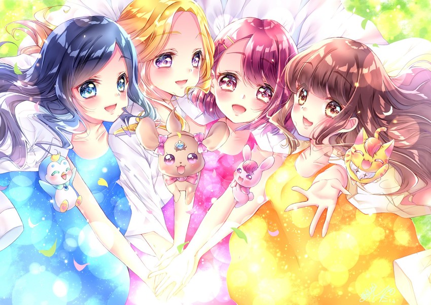 hanadera nodoka, hiramitsu hinata, sawaizumi chiyu, fuurin asumi, rabirin, and 3 more (precure and 1 more) drawn by touki_matsuri