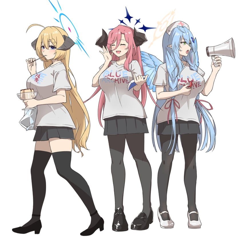 mine, akari, and juri (blue archive) drawn by mori_yashiro_(konkon_oyashiro)