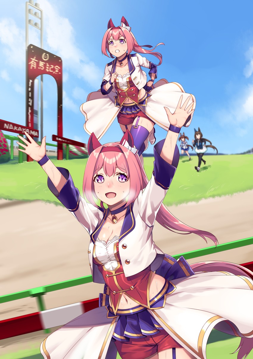 admire vega, haru urara, and hishi akebono (umamusume) drawn by hiememiko