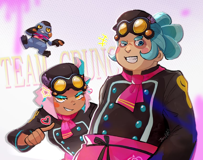 croagunk, amandine, and ignace (pokemon and 1 more) drawn by ragou2niko