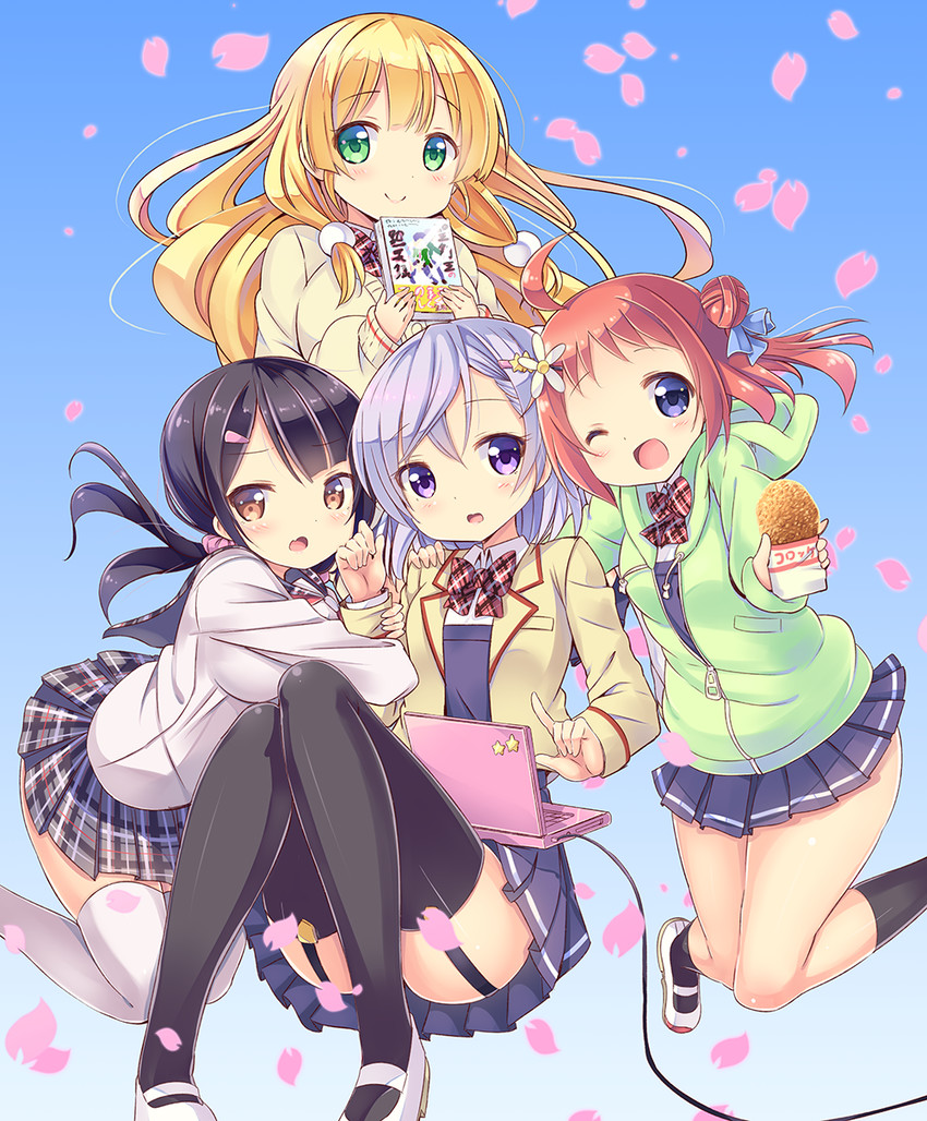 hoshizawa nabi, fukuchi kaori, and hibino yuika (jk shousetsuka poi) drawn by kurou_(quadruple_zero)