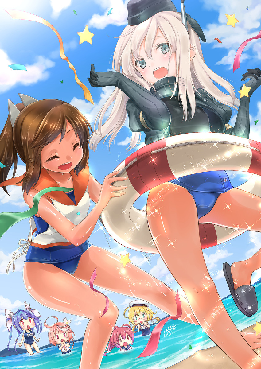 ro-500, i-19, i-58, i-401, u-511, and 2 more (kantai collection) drawn by shibi
