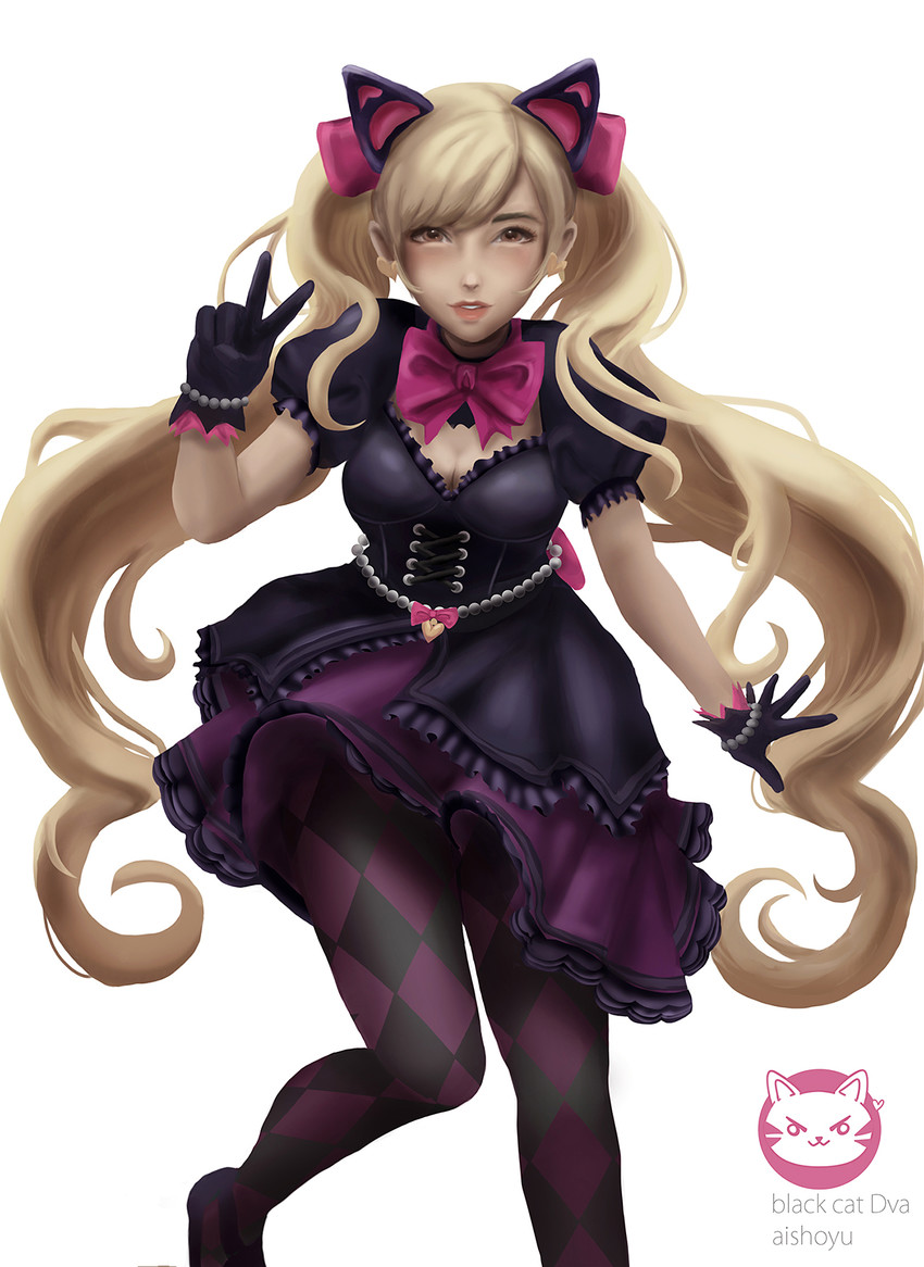 d.va and black cat d.va (overwatch and 1 more) drawn by aishoyu