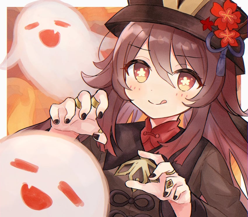 hu tao and boo tao (genshin impact) drawn by yuru_kokko