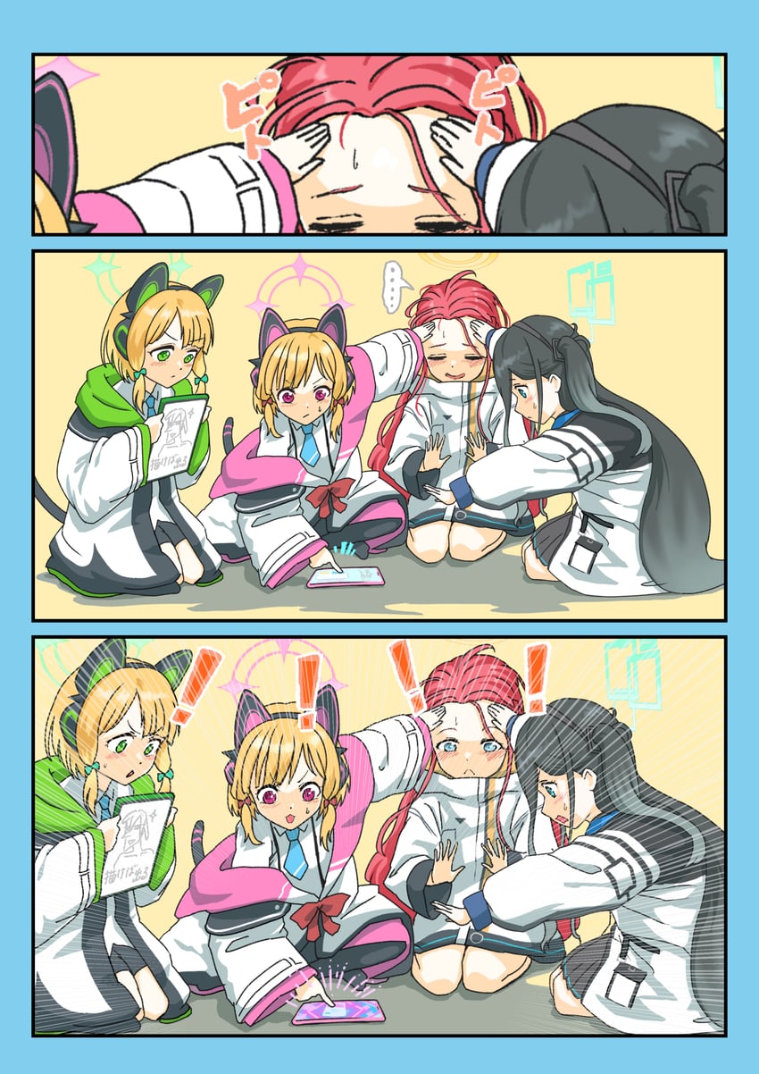 aris, momoi, midori, and yuzu (blue archive) drawn by bindonkan