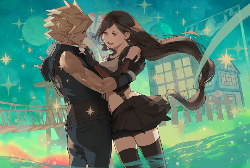 tifa lockhart and cloud strife (final fantasy and 2 more) drawn by shillo