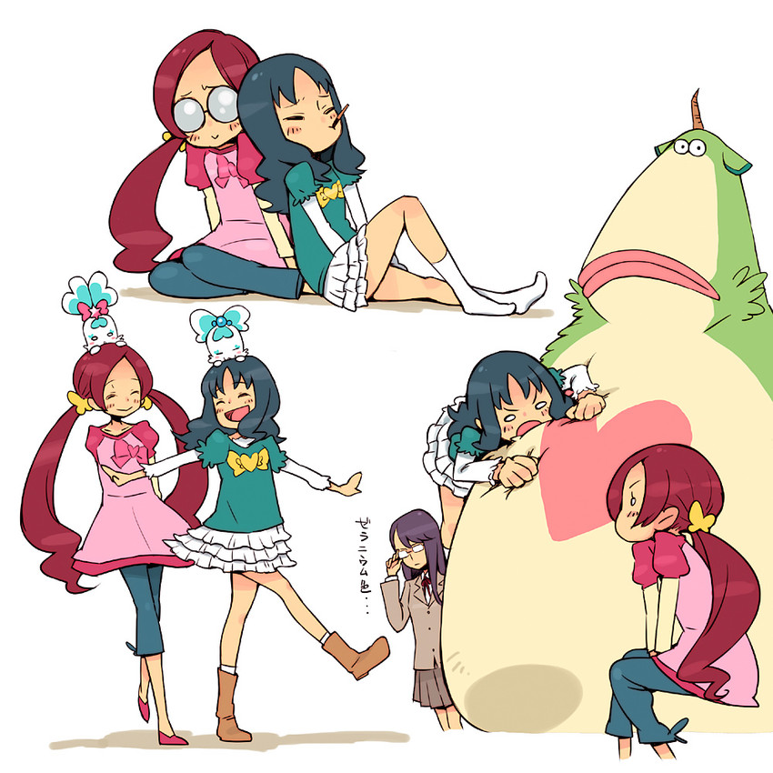 kurumi erika, hanasaki tsubomi, tsukikage yuri, coffret, chypre, and 1 more (precure and 1 more) drawn by ukokkei