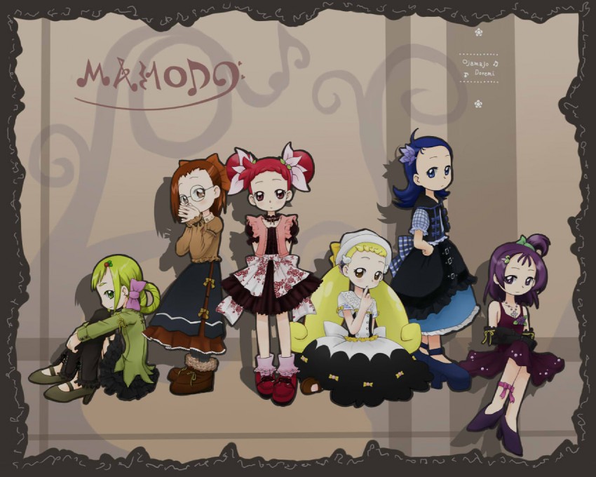 harukaze doremi, segawa onpu, fujiwara hazuki, senoo aiko, makihatayama hana, and 1 more (ojamajo doremi) drawn by kagiana