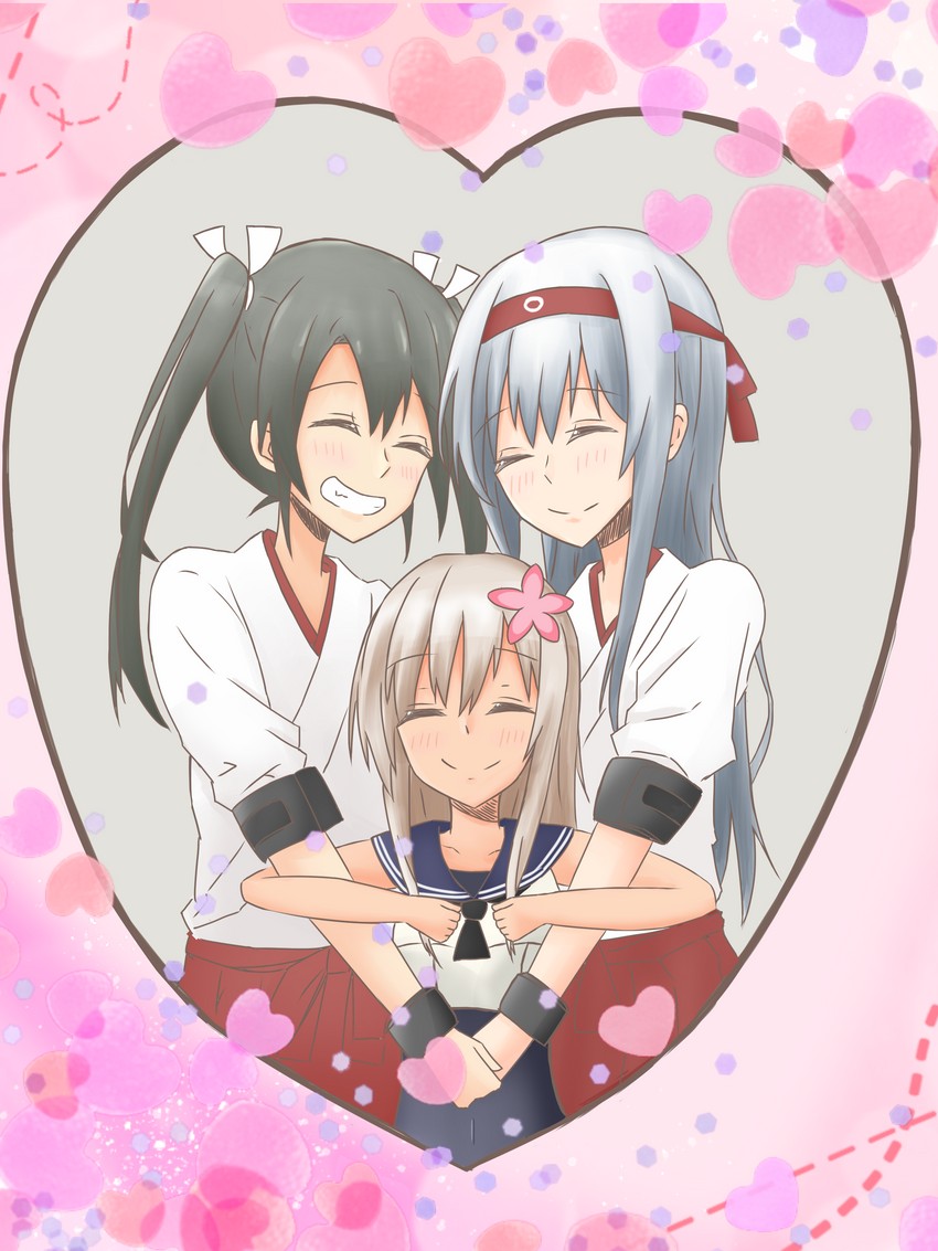 zuikaku, shoukaku, and ro-500 (kantai collection) drawn by hinase_yuu