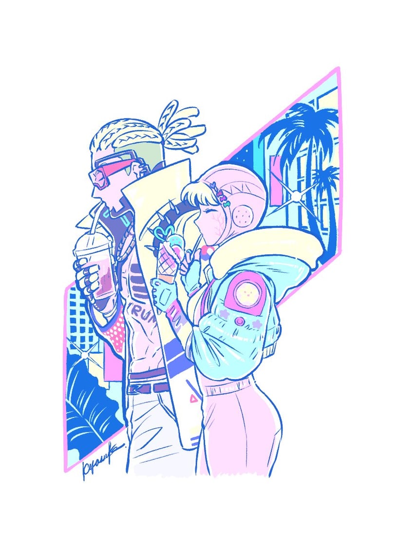 wattson, crypto, kawaii voltage wattson, and hype beast crypto (apex legends) drawn by bailian
