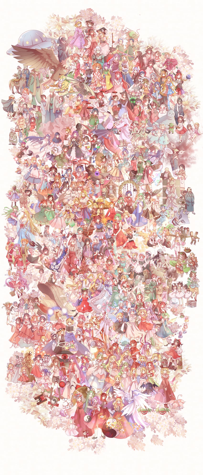hakurei reimu, kirisame marisa, remilia scarlet, flandre scarlet, izayoi sakuya, and 169 more (touhou and 31 more) drawn by yasato