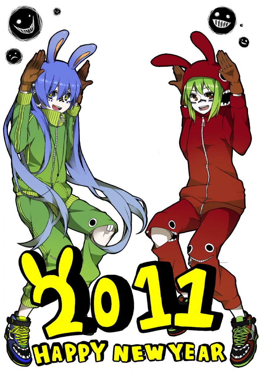 hatsune miku and gumi (vocaloid and 1 more) drawn by naruto_maki