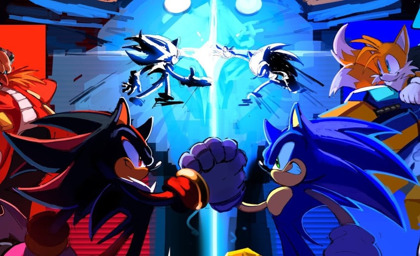 sonic the hedgehog, shadow the hedgehog, tails, and dr. eggman (sonic and 2 more) drawn by pk_draws_40