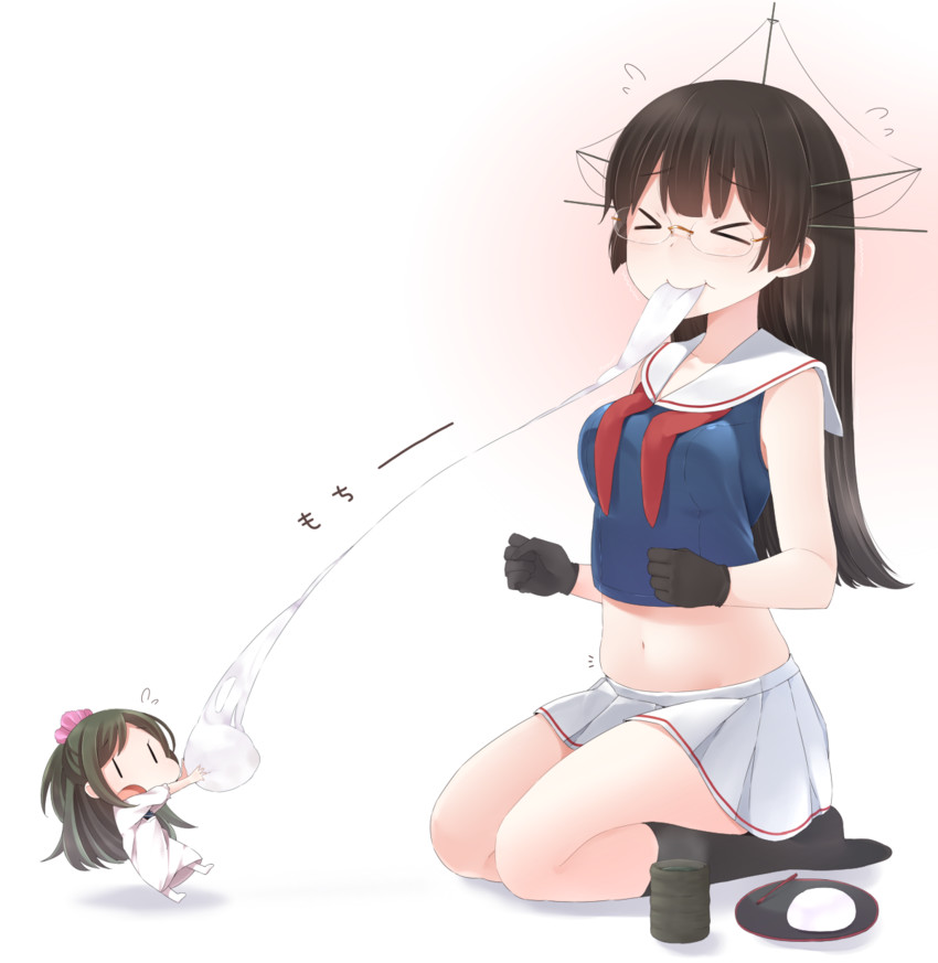 fairy, choukai, and combat ration (kantai collection) drawn by yukichi_(sukiyaki39)