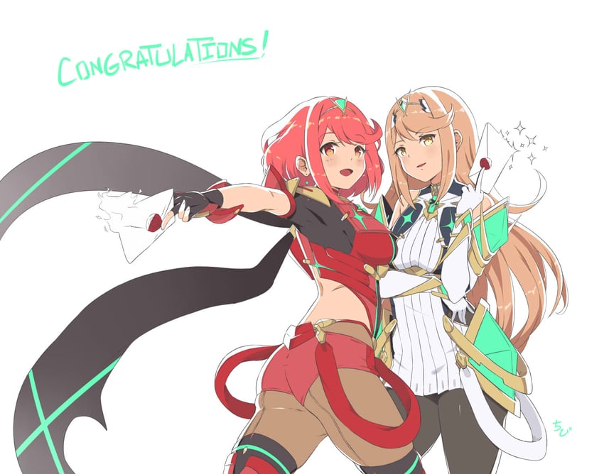 pyra and mythra (xenoblade chronicles and 2 more) drawn by utsukusheep