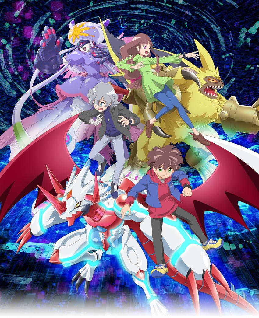 higashimitarai kiyoshiro, amanokawa hiro, tsukiyono ruli, thetismon, canoweissmon, and 1 more (digimon and 1 more)