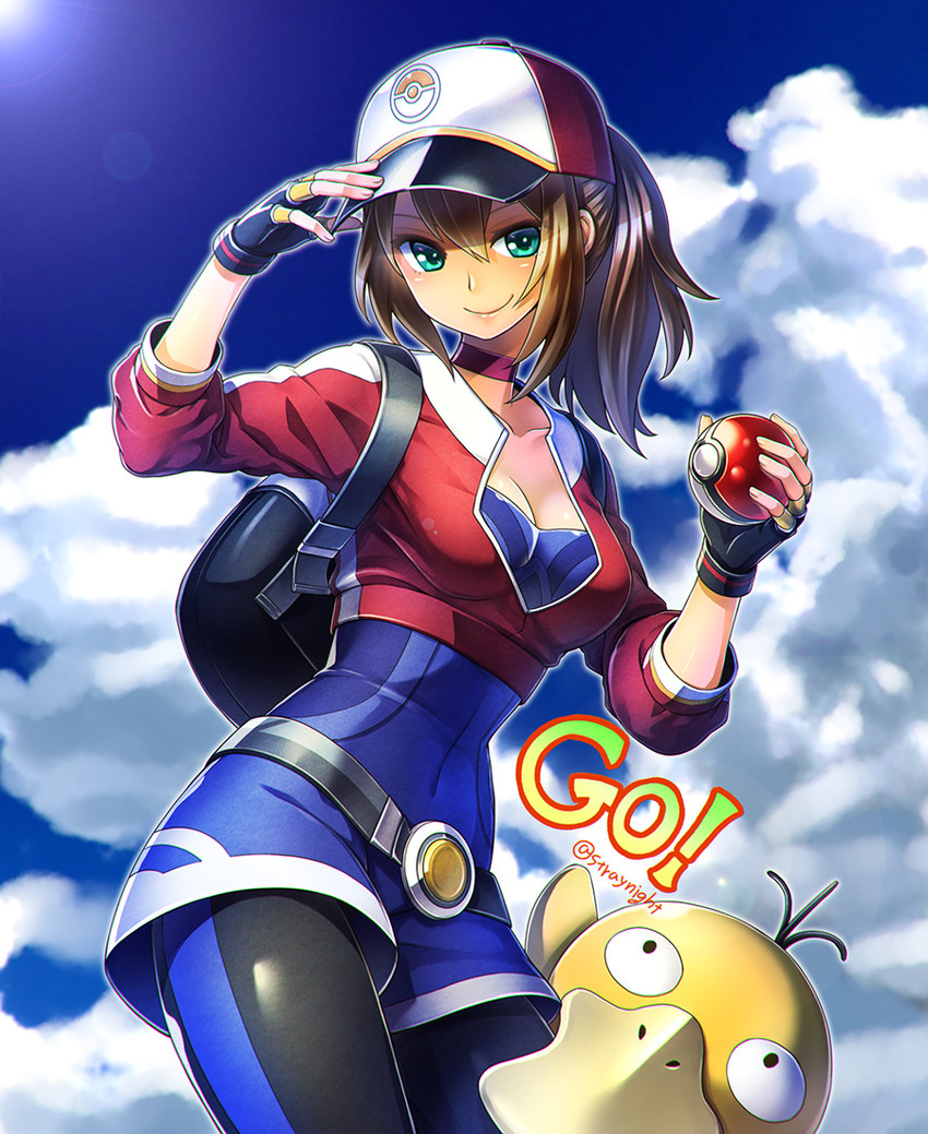 psyduck and female protagonist (pokemon and 1 more) drawn by mitake_eil