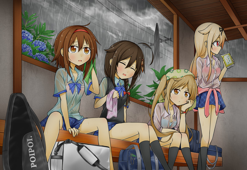 shigure, yuudachi, shigure kai ni, yuudachi kai ni, murasame, and 1 more (kantai collection) drawn by wataru_(nextlevel)