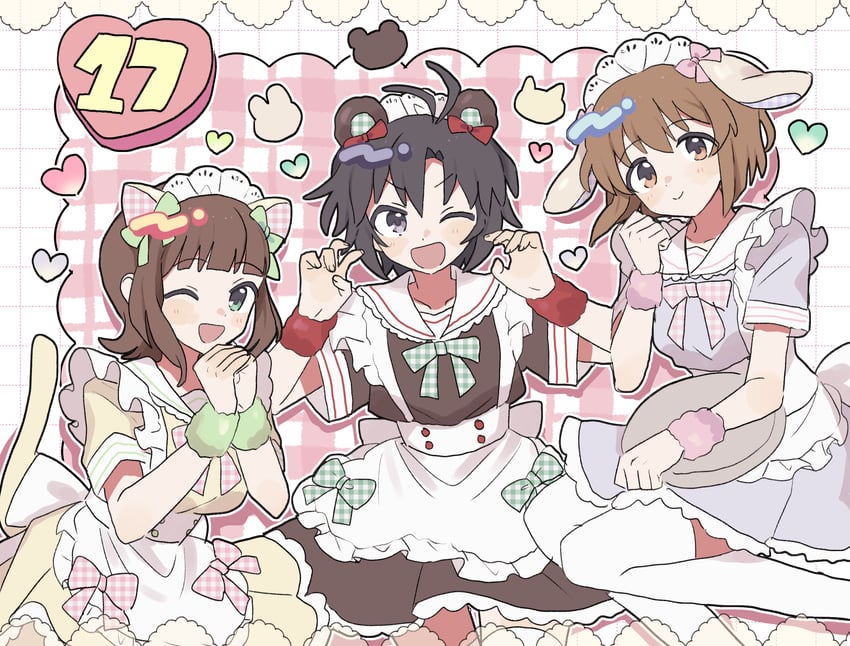 amami haruka, kikuchi makoto, and hagiwara yukiho (idolmaster) drawn by pnt_0202