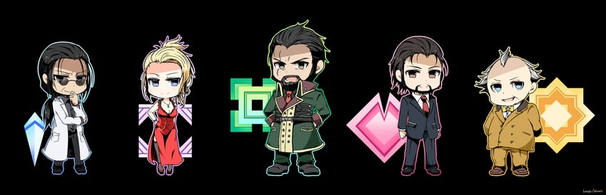 scarlet, reeve tuesti, professor houjou, heidegger, and palmer (final fantasy and 2 more) drawn by nanao_(zonzonsh)