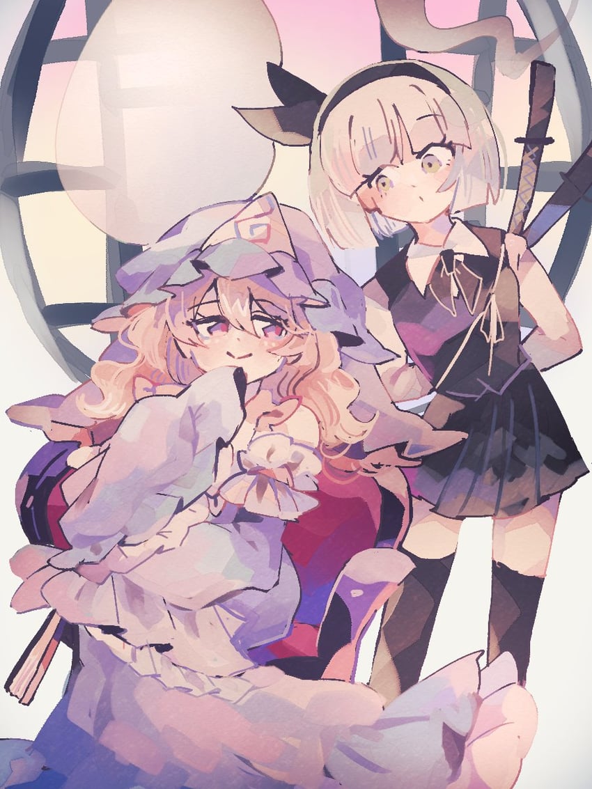 konpaku youmu and saigyouji yuyuko (touhou) drawn by ratto_(mobilis_1870)