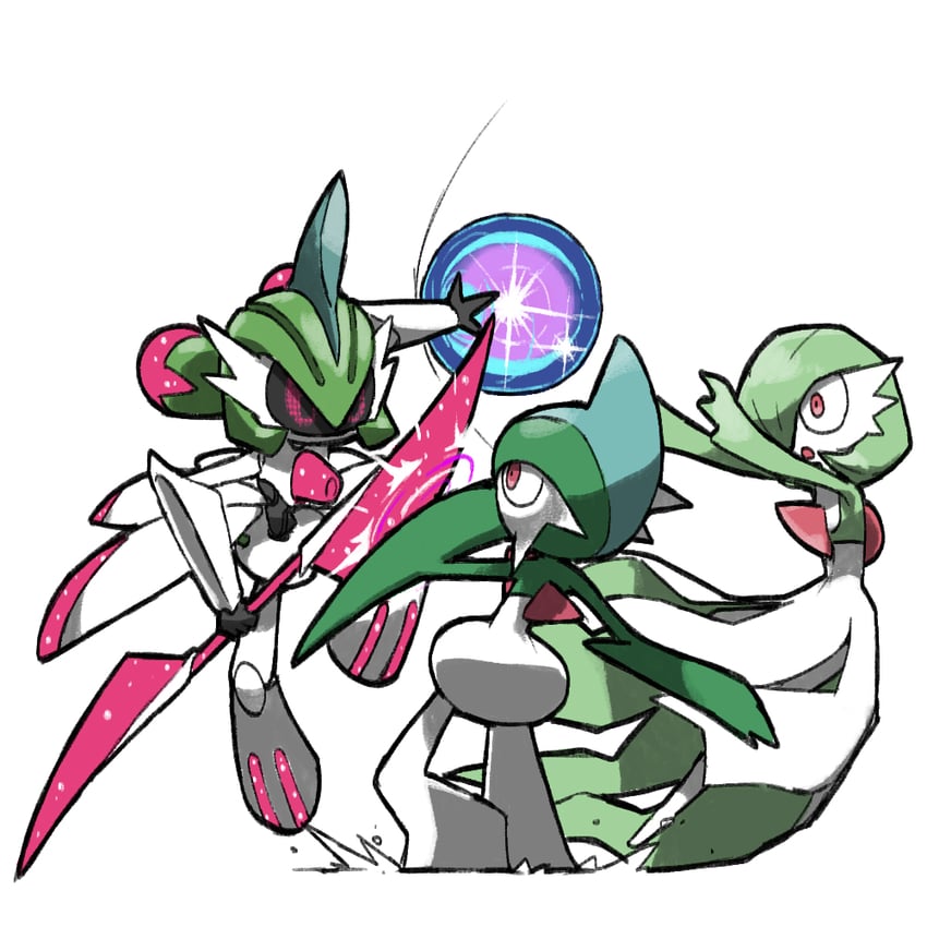 gardevoir, gallade, and iron valiant (pokemon) drawn by blacknirrow