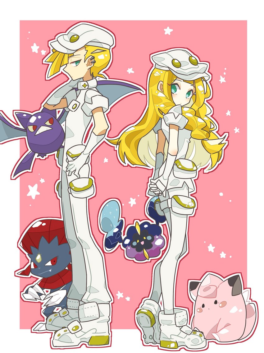 lillie, gladion, cosmog, clefairy, weavile, and 1 more (pokemon and 1 more) drawn by kirakiya