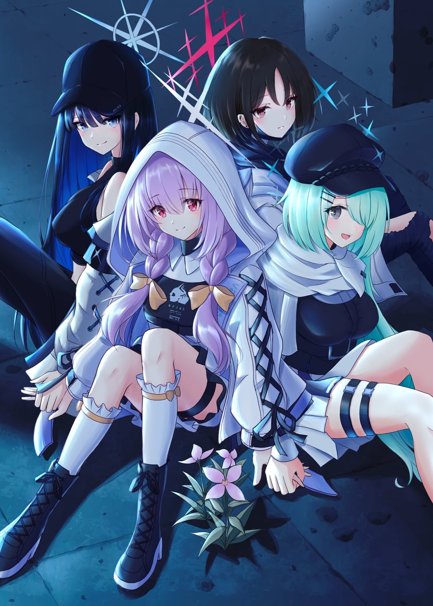 saori, atsuko, hiyori, and misaki (blue archive) drawn by chaconne_(kxxx_s8)