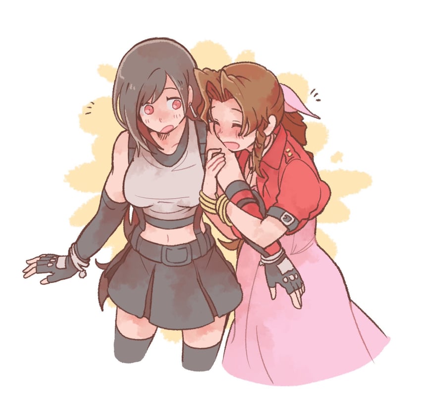 tifa lockhart and aerith gainsborough (final fantasy and 2 more) drawn by tasituma2