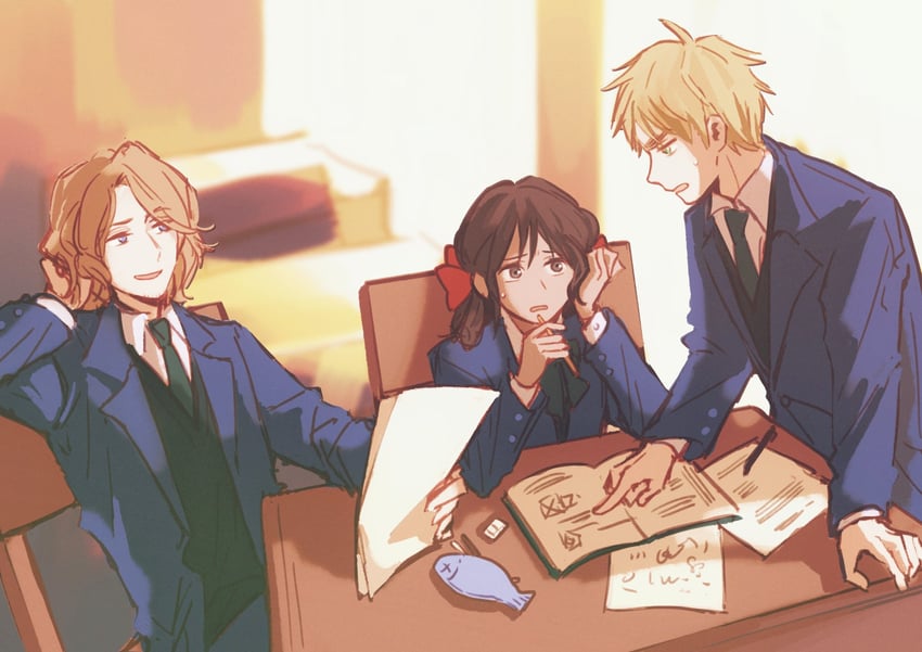 united kingdom, france, and seychelles (axis powers hetalia) drawn by loudun_ff