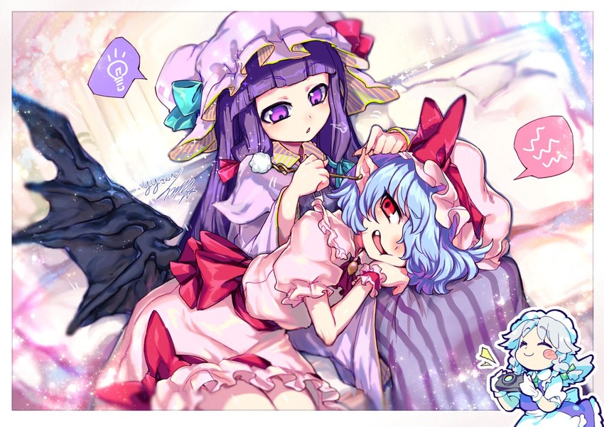remilia scarlet, izayoi sakuya, and patchouli knowledge (touhou) drawn by ifelt_(tamaki_zutama)