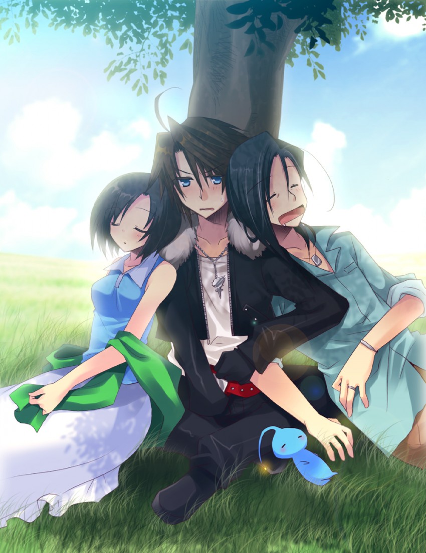 squall leonhart, laguna loire, ellone, and pupu (final fantasy and 1 more) drawn by izumi_makoto