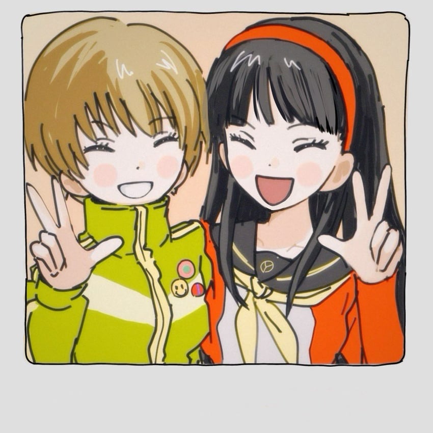 satonaka chie and amagi yukiko (persona and 1 more) drawn by shinnya_77