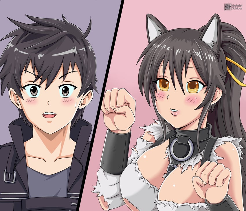 doumeguri kakeru and aikawa shuuko (ecstas online) drawn by gabrielschiow