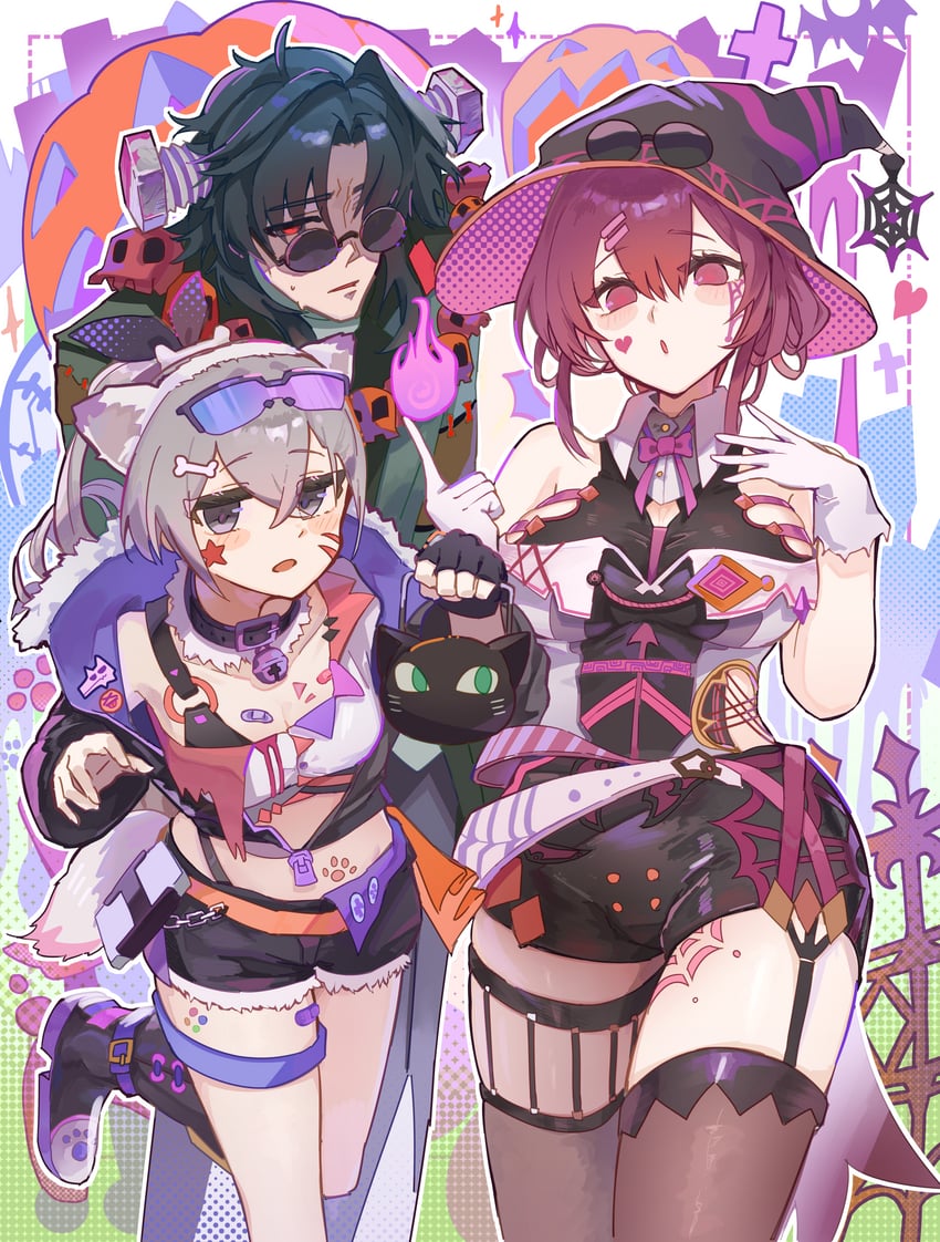 kafka, silver wolf, and blade (honkai and 1 more) drawn by robizou_(robizou285)