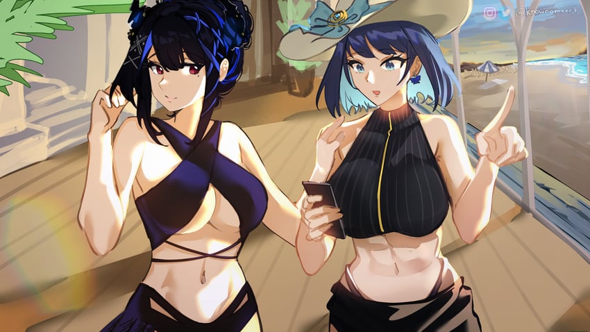 ouro kronii and nerissa ravencroft (hololive and 1 more) drawn by knowname